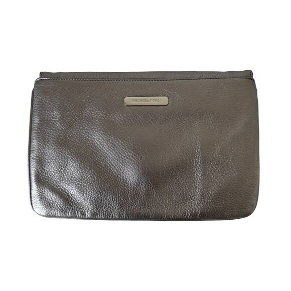 Michael Kors Metallic Grey/Silver Leather Clutch - Picture 2 of 8